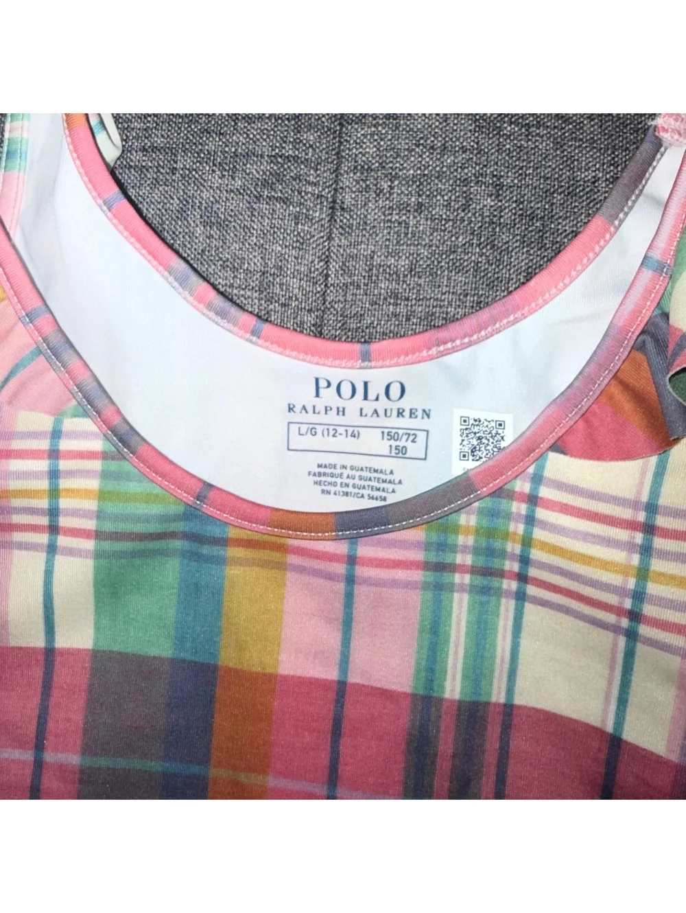 Polo Ralph Lauren Girls' Plaid Ruffle Tank Top Size L (12-14)
